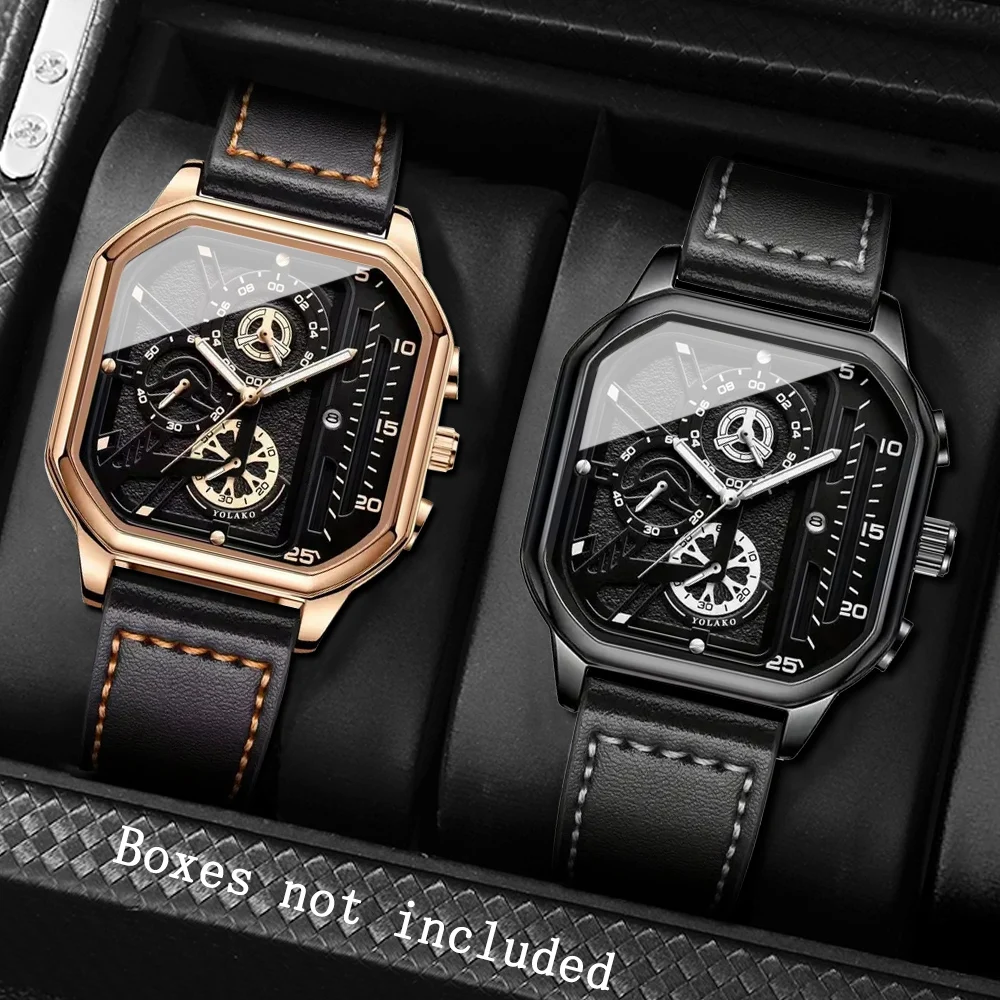 2Pcs Men's Versatile Quartz Watch Set, Holiday Gift For Friends, Colleagues On Anniversary, Christmas, Thanksgiving.(No Box)