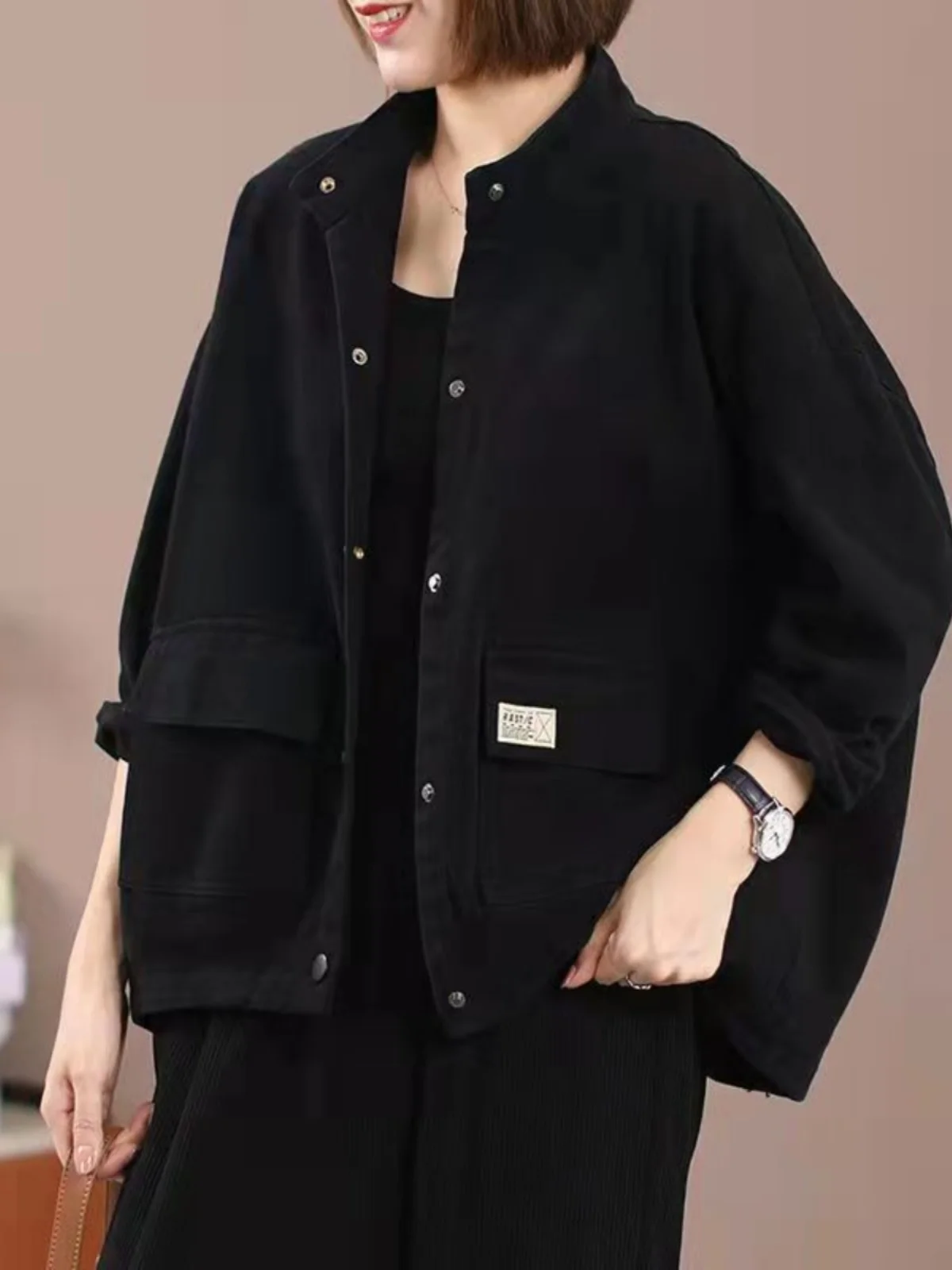 Wiosenno-jesienna, luźna kurtka damska z kapturem, długa, wyszczuplająca, modna, retro, w stylu koreańskim, odzież wierzchnia.