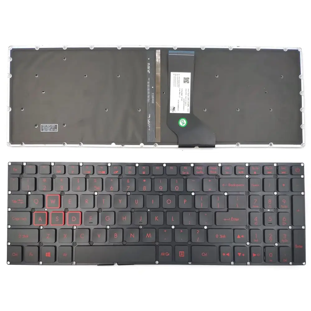 

New For Acer Nitro 5 AN515-53-52FA AN515-53-53U7 Series Laptop Keyboard US Black With Backlit Without Frame