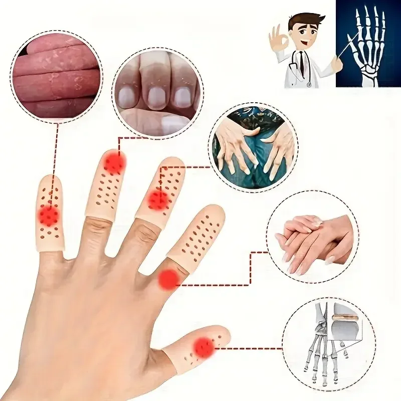 

10pcs Finger Protector With Holes Anti Wear Protective Gear Silicone Toe Protection Cover,Breathable, Soft Finger Protector
