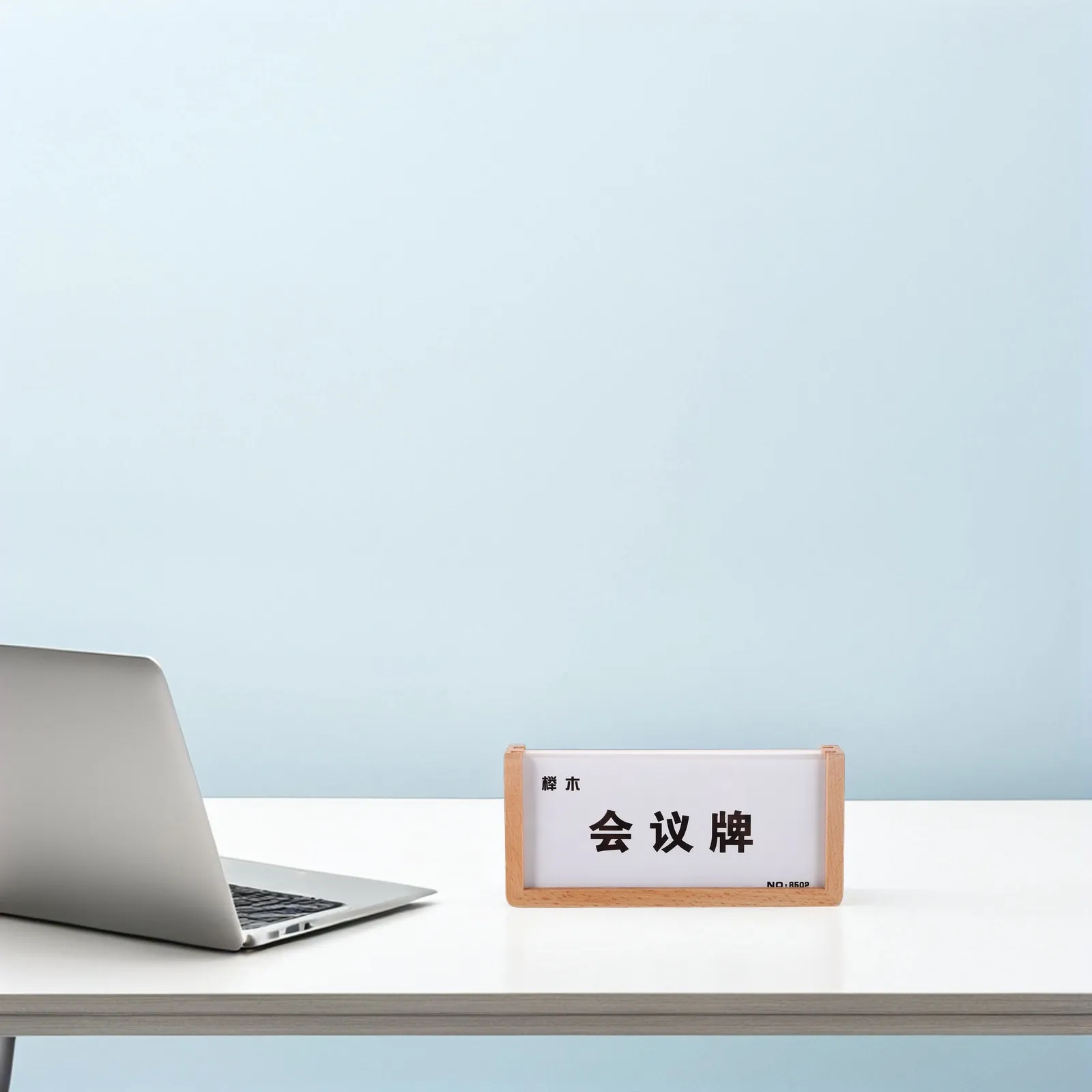 Acrylic Table Sign Holder Wood Base V-Shaped Name Plate Holder Business Decor Office Desk Conference Room Display