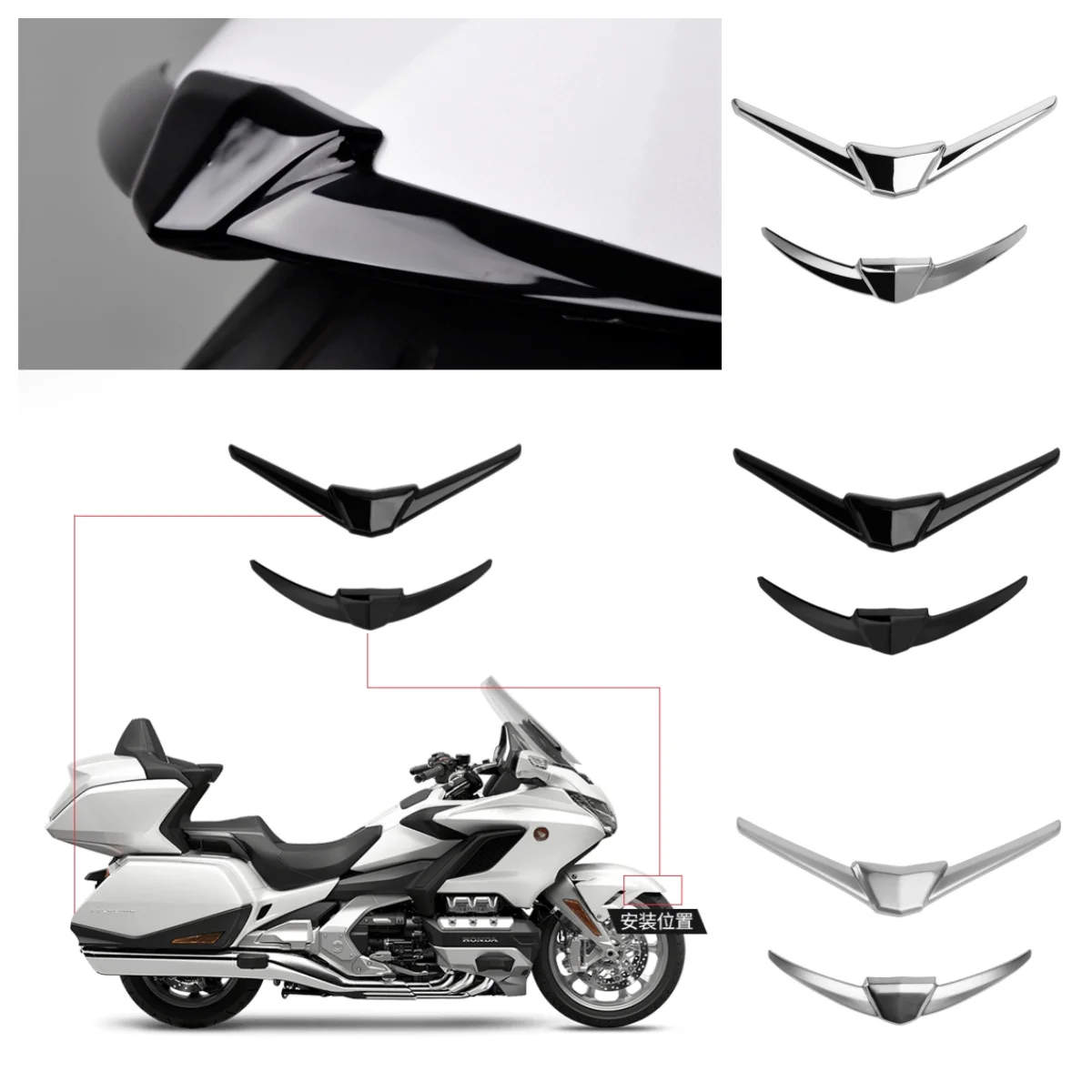 PANICAL Chrom-Dekorationsabdeckung für Honda Goldwing GL1800 2018-2026 Motorrad Vorder- und Heckgehäuse Schutz Zubehör – Detail 14