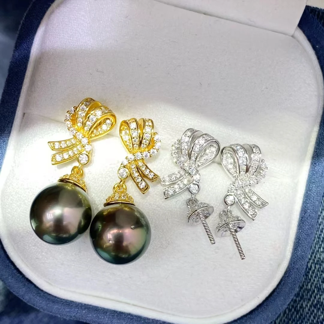 

Оптовая продажа, серьги из стерлингового серебра 925 пробы, фурнитура для крепления, базовые монтажные детали, аксессуар для жемчуга 9-12 мм, 5 пар/лот