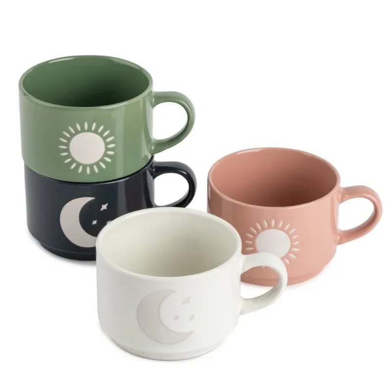 

New Upgrade Stackable Ceramic Celestial Coffee Mug, 11 fl oz, 4-Pack