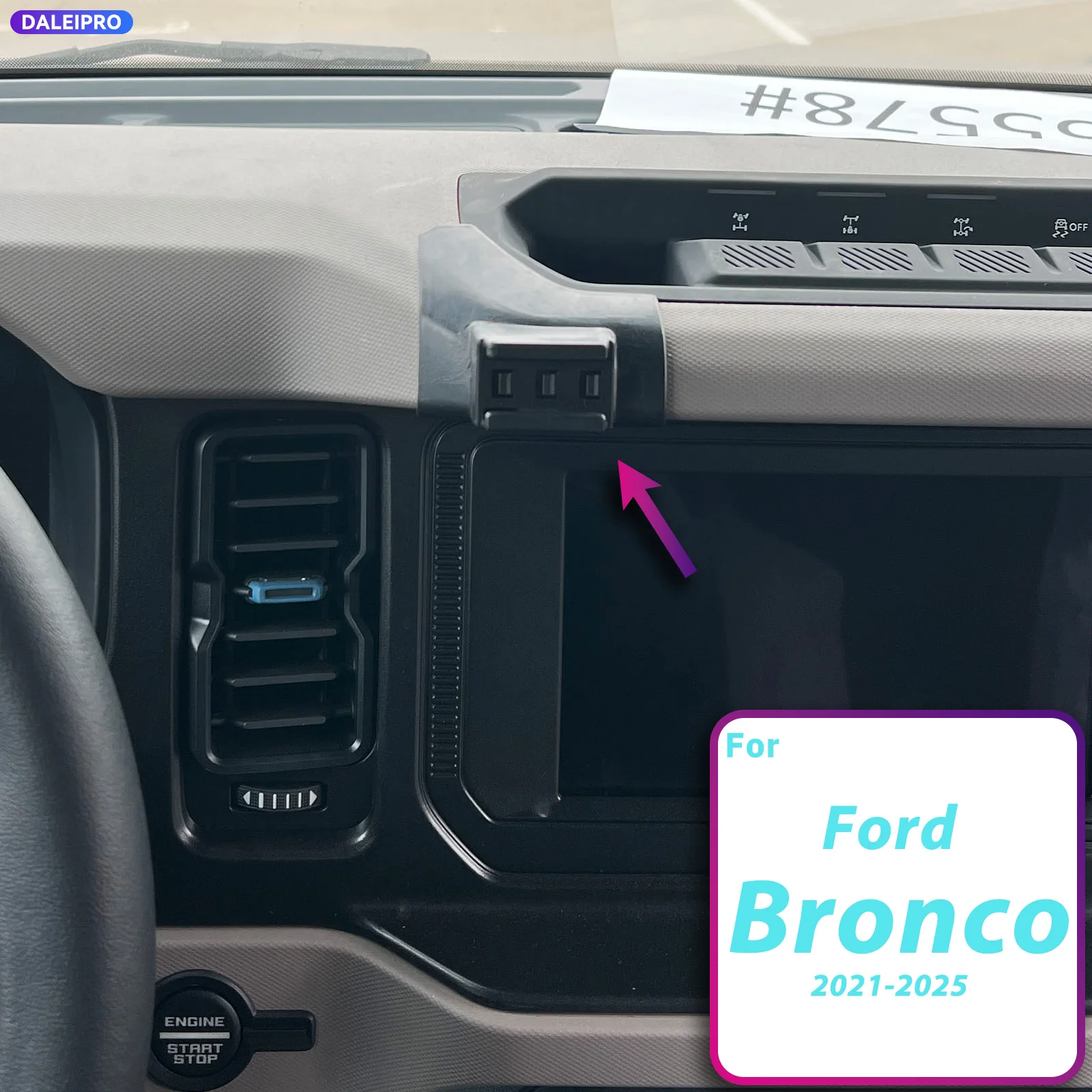 For Ford Bronco 2021 2022 2023-2025 Vehicle-Specific Phone Holder Base Smart Car Phone Mount 66W Charging Holder Accessories