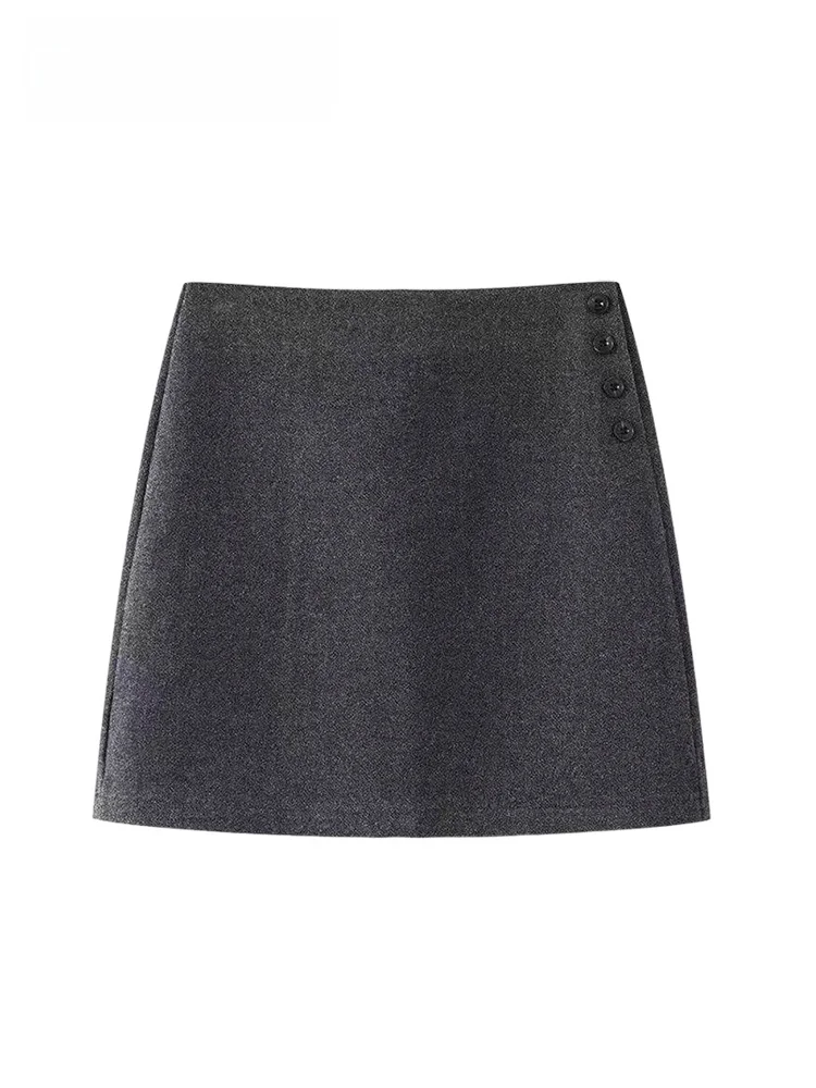 

Юбка А-силуэта с высокой талией для полных женщин, осенне-зимняя новинка, укороченная, из шерстяной смеси, стройнящая, модная, для повседневной носки