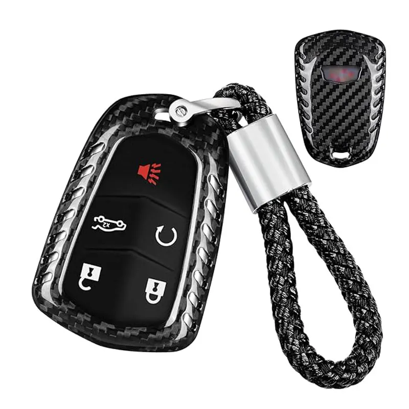 

Real Carbon Fiber Key Fob Cover Shell Protector Case for Cadillac Escalade XTS XT4 XT5 XT6 CT6 CTS ATS 4/5/6 Buttons 2015-2023