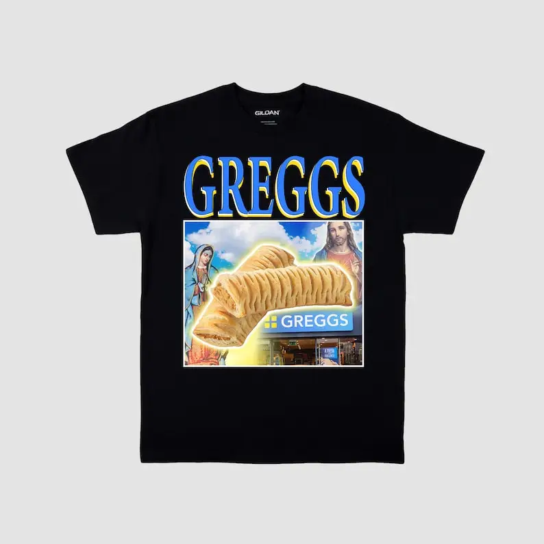 

Greggs Sausage Roll Tshirt Tee Funny Meme T-Shirt Vintage Fathers Day Xmas Birthday Christmas Fancy Dress