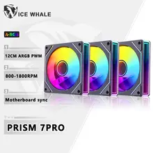 ICE Whale Prism 7 PRO ARGB PC Case Fan 120mm Infinity Mirror Design Placa-mãe Sincronização de iluminação 4PIN PWM CPU Cooler Fan