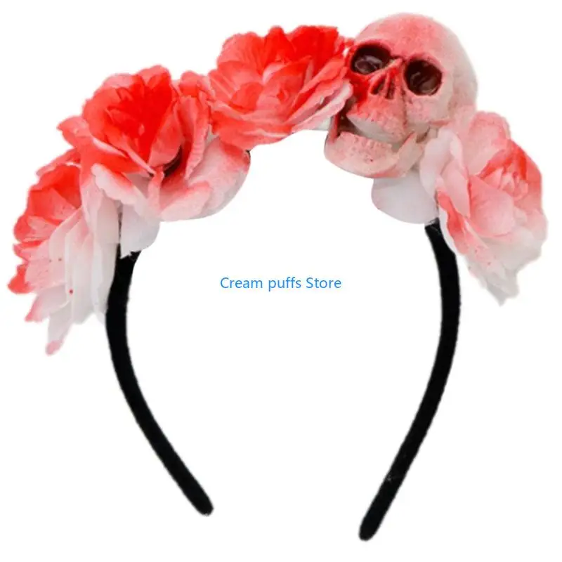 

50LE Fashion Plastic Skull Flower Headpiece Hairband Safe For Women