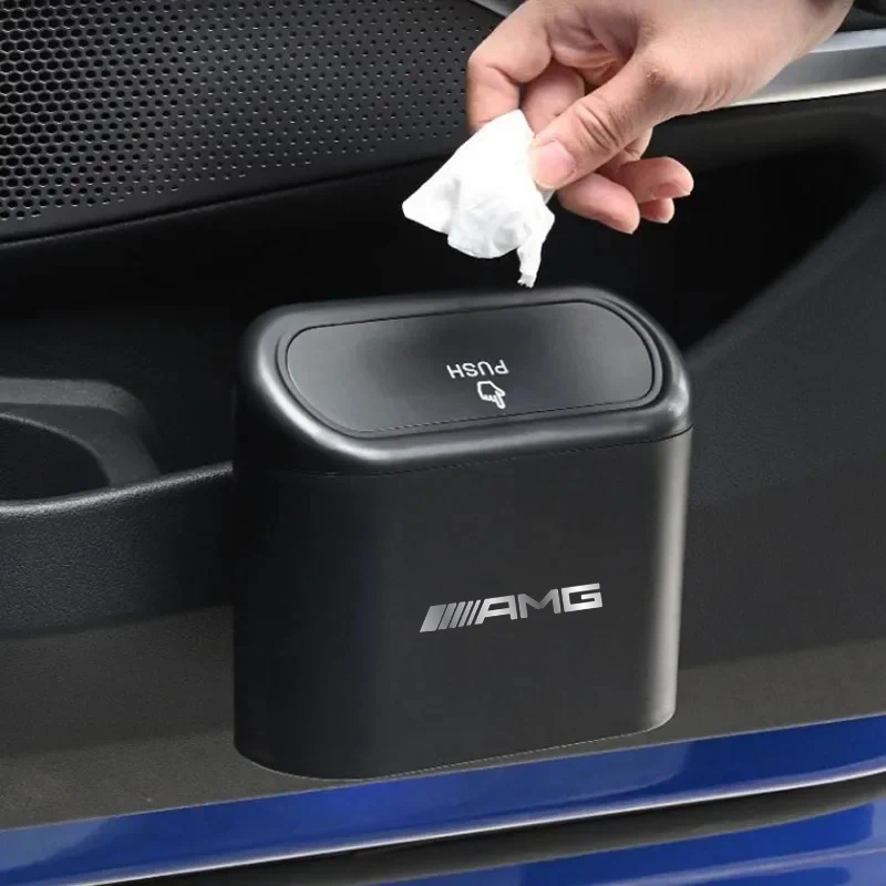 

Portable Car Storage Box Car Trash Can Garbage Box Trash Bin For Mercedes benz AMG W204 W203 W212 W211 W124 W210 GLC GLE E CLA