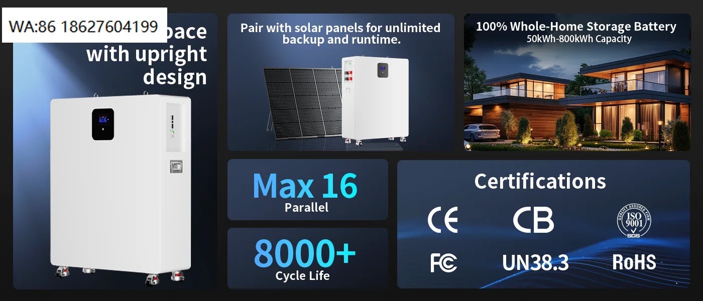 10KWH-50KWH Home Solar Battery Pack, 48V 51.2V 280Ah-942Ah LiFePO4 Off Grid Storage System