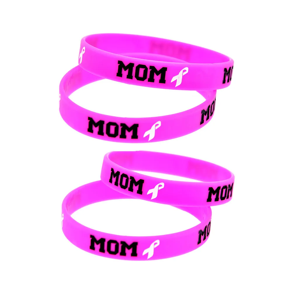 1 PC Mutter mit Krebs-Armband aus Silikon, Armband zur Sensibilisierung für Brustkrebs, Unterstützung für Mütter, Wohltätigkeitsgeschenke – Detail 9