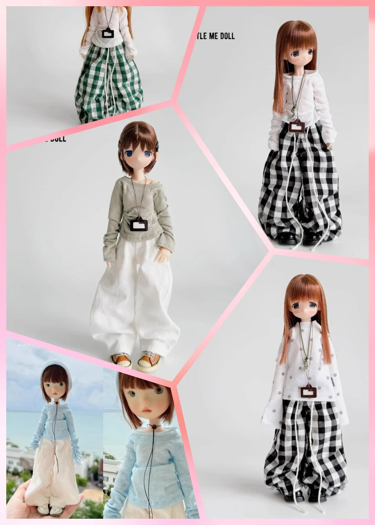 

【No Figure】Pre-sale Female Doll's Clothing Accessories Knitted T-shirt Checked Pants Fit Action Figure Toys For Azone Ob22 Blyth