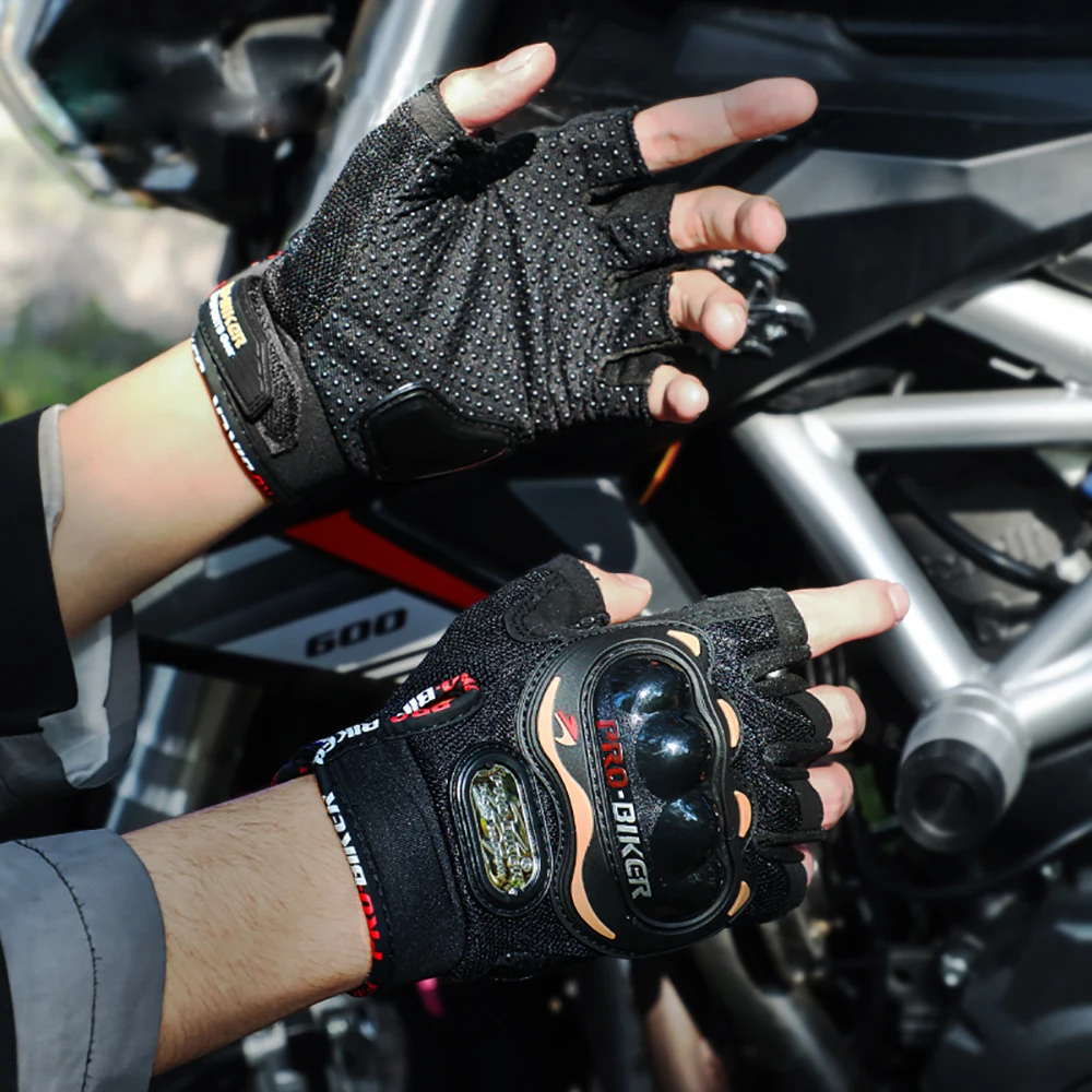 Summer Men's Motorcycle Gloves Breathable Motorbike Short Finger Gloves Touch Screen Motocross Gloves Anti-slip Protective Gear