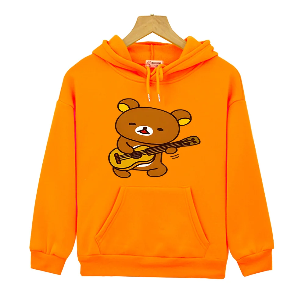 Kawaii Rilakkuma Hip Hop Boys Clothes Fashion Baby Girls Clothes Autumn Warm Bear Sweatshirts Children Hoodies Anime Streetwear