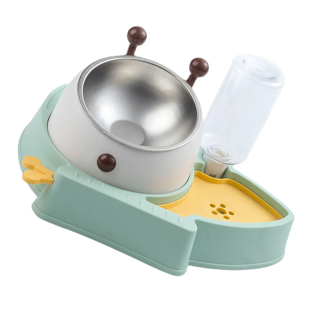 

Pet Double Feeder Durable PP Stainless Steel Slow Eating Anti Overturn Bowl Bright Color Practical Supply Cat Dog Feeder