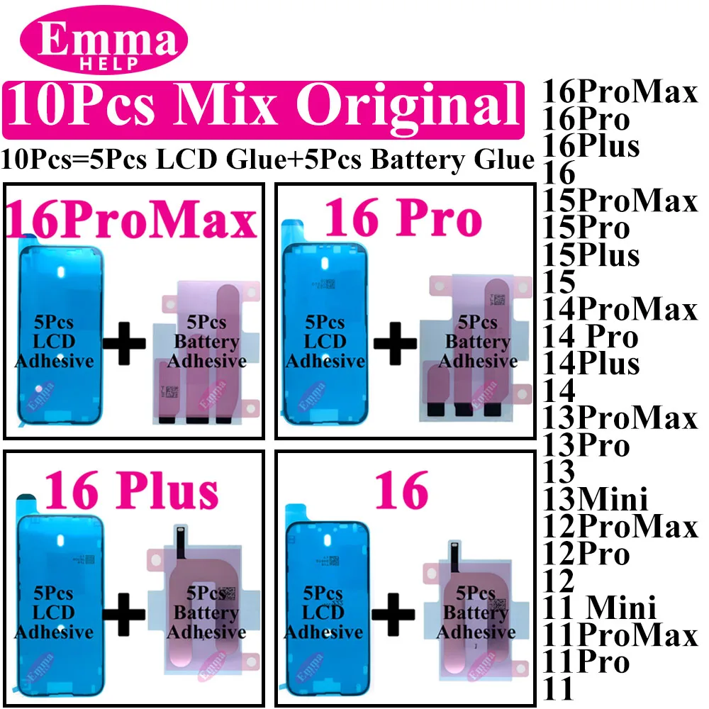 10 sztuk Oryginalny wodoodporny klej do ekranu do iPhone'a 16 15 14 Pro Max 13 11 12 Naklejka na wyświetlacz Klej do ramki LCD Taśma uszczelniająca