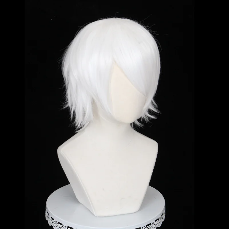 Xiu Dan Parrucca cosplay universale per capelli corti in stile giapponese Anime Frangia bianca pura con cornice per il viso Stile Ma-Nyan 013B