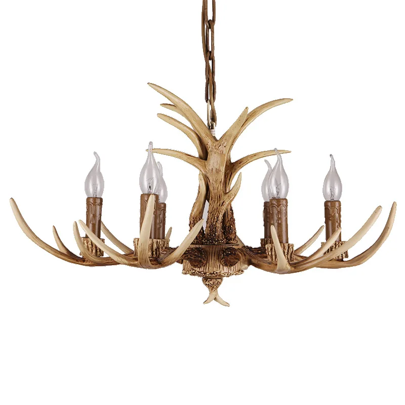 

American country living room chandelier led personalized retro restaurant cafe clothing store decorative resin antlers