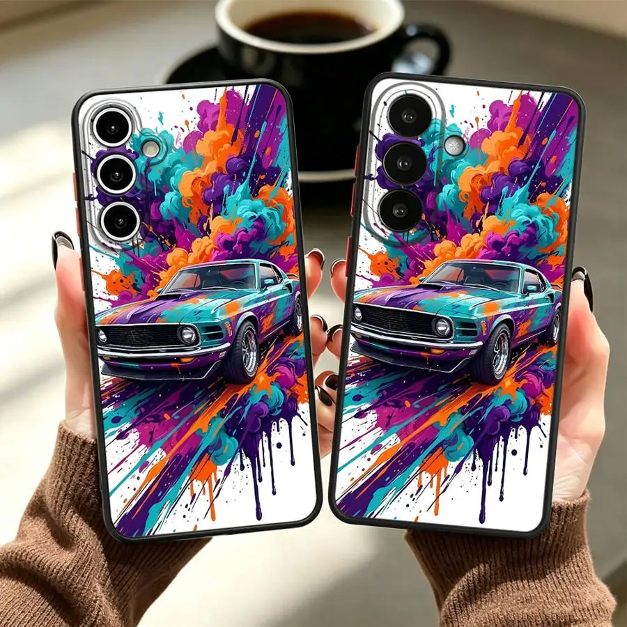 Phone Cover Case for Samsung Galaxy A73 A33 A16 A15 A17 A52 A52S A72 A56 A55 A34 A36 A54 A53 A23 A35 Colorful Sports Car