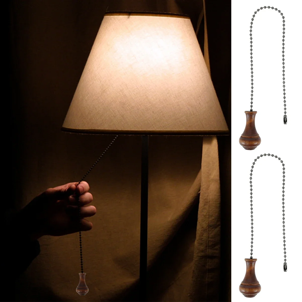 2Pack Ceiling Fan Pull Chain 12 Inches Beaded Ball Decorative Pendant Extension Fan Pull for Lamp/Fan Retro Decoration