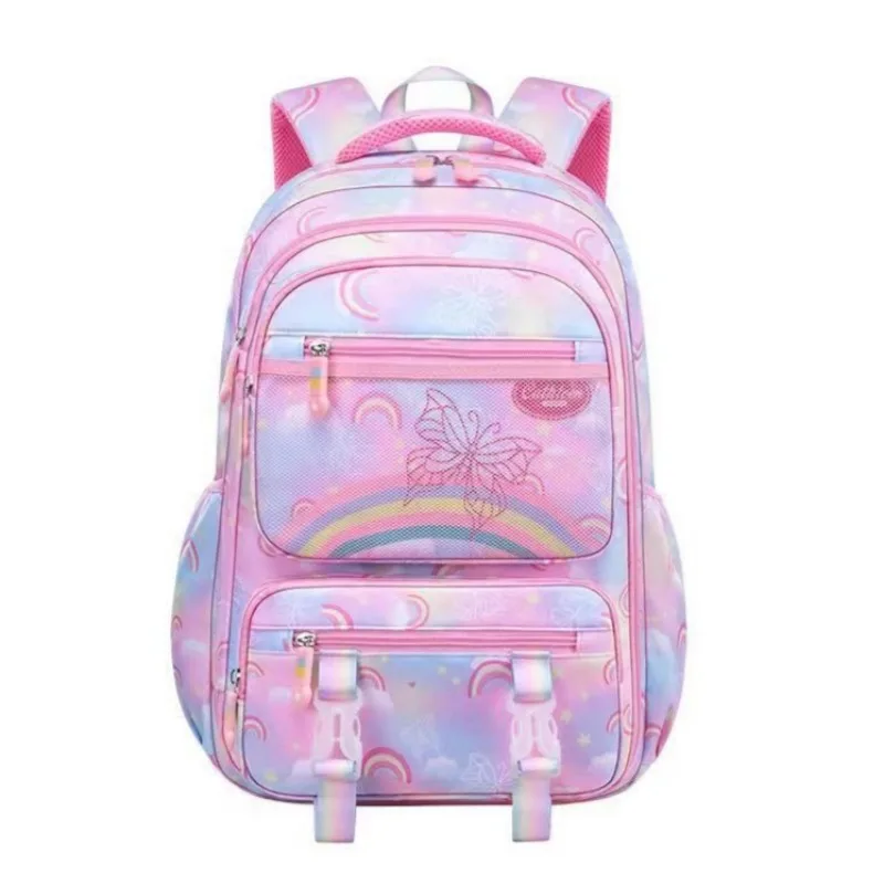 Fashion Gradient-Coloured Kid Backpack Butterfly-Print Cute Rucksack Primary Schoolbag Girl Cute Daypack Large-Capacity Book Bag
