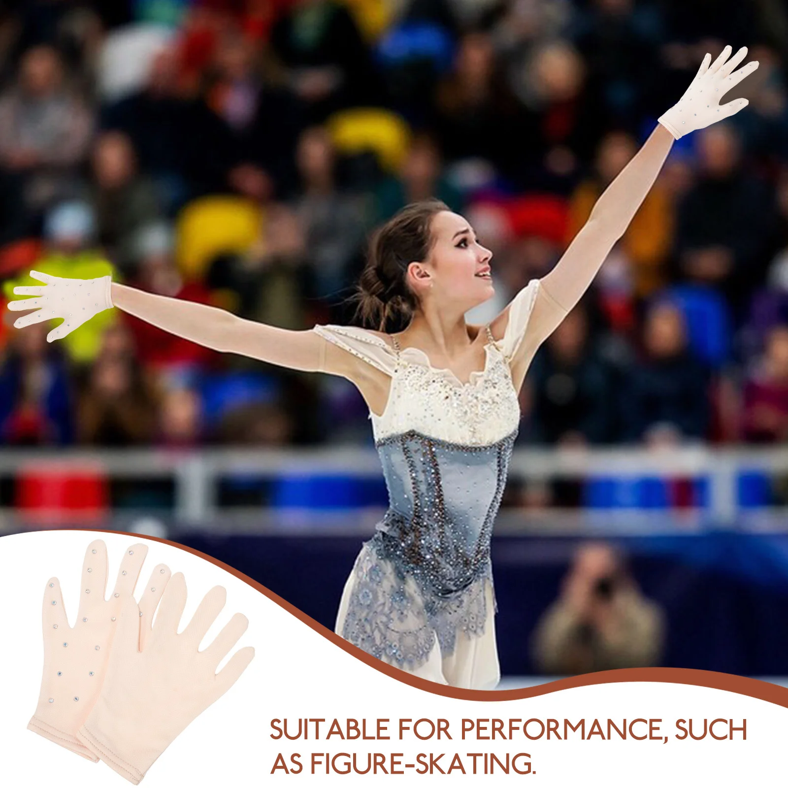 

1Pair Sequin Stage Gloves for Figure Skating Performance Breathable Decorative Party Gloves Dance Show Wear