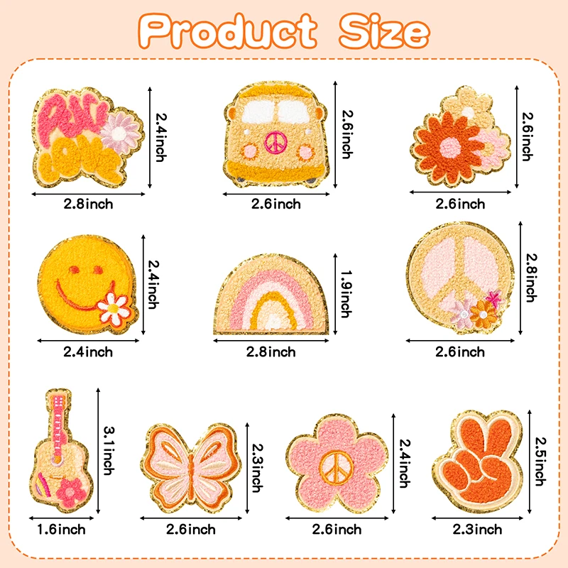 Chenille Iron on Patches for Embroidered Applique DIY Sewing Clothes Stickers Accessory for Backpacks Hats Dress Jackets Patch