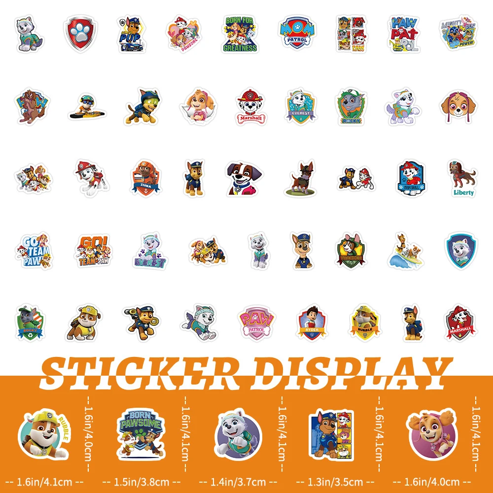 10/30/50/100pcs Cute PAW Patrol Stickers for Kids Cartoon Decal DIY Phone Case Skateboard Luggage PVC Kawaii Anime Sticker Toys