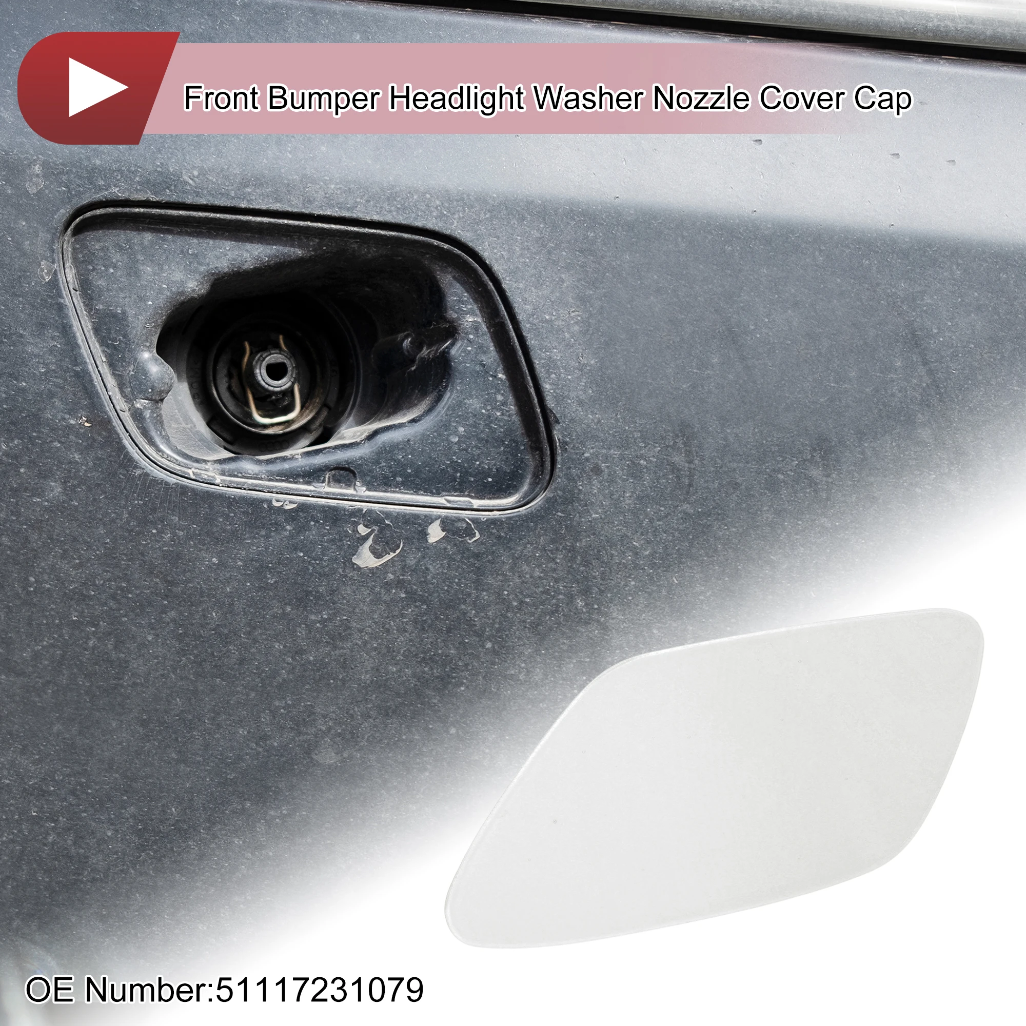 UXCELL Bumper Headlight Washer Nozzle Cover Cap No.51117231079 for BMW Z4 09-16 White