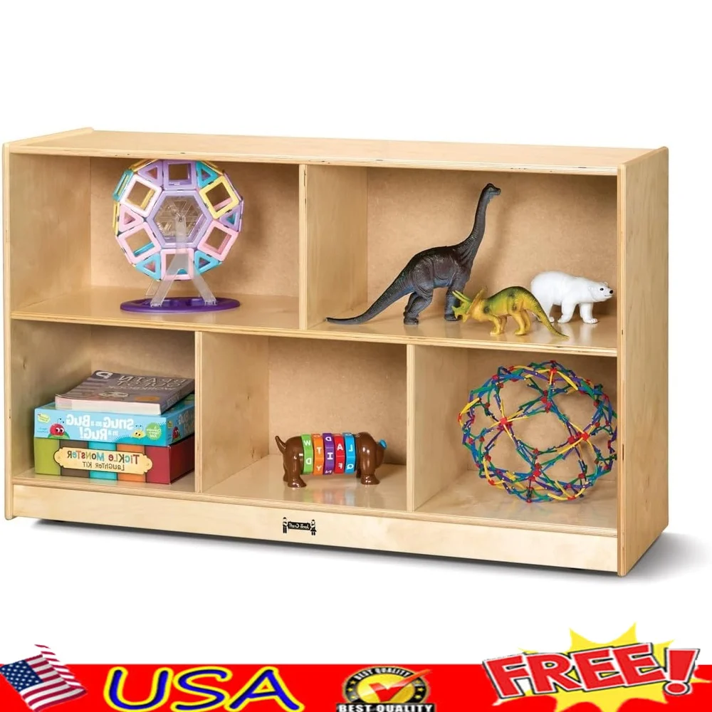 

Mobile Storage Unit with 5 Shelves Caster Wheels Ideal Classroom Daycare Preschool Playroom Nursery Organizing Toys Books Games