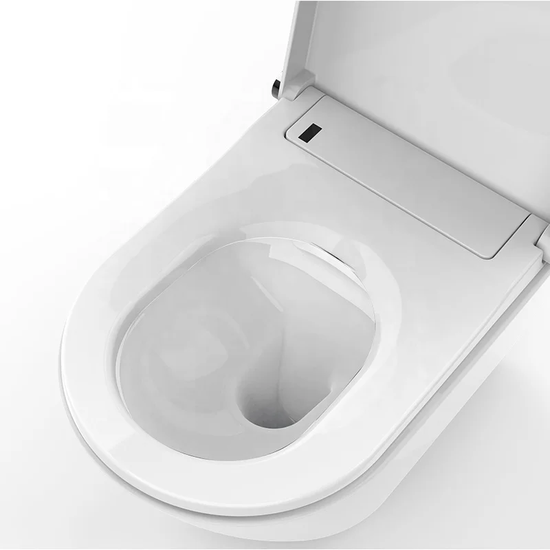 Porcelain WC Rimless Wall Hung Smart Toilet with Bidet White Suspended Japanese Toilet Seat