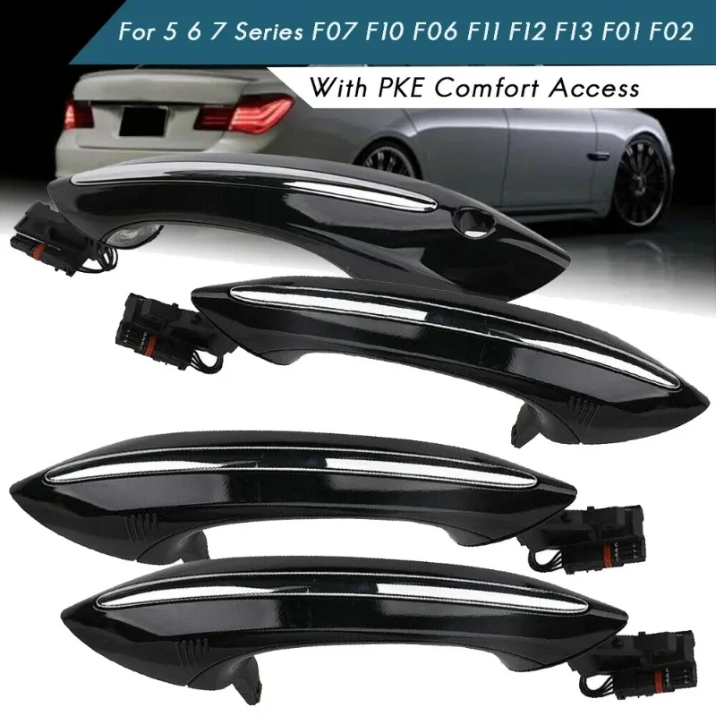 4 Stück neue schwarze äußere Komfortzugangs-Türgriffe für BMW 5er, 6er, 7er Serie F07 F10 F11 F06 F12 F13 F01 F02