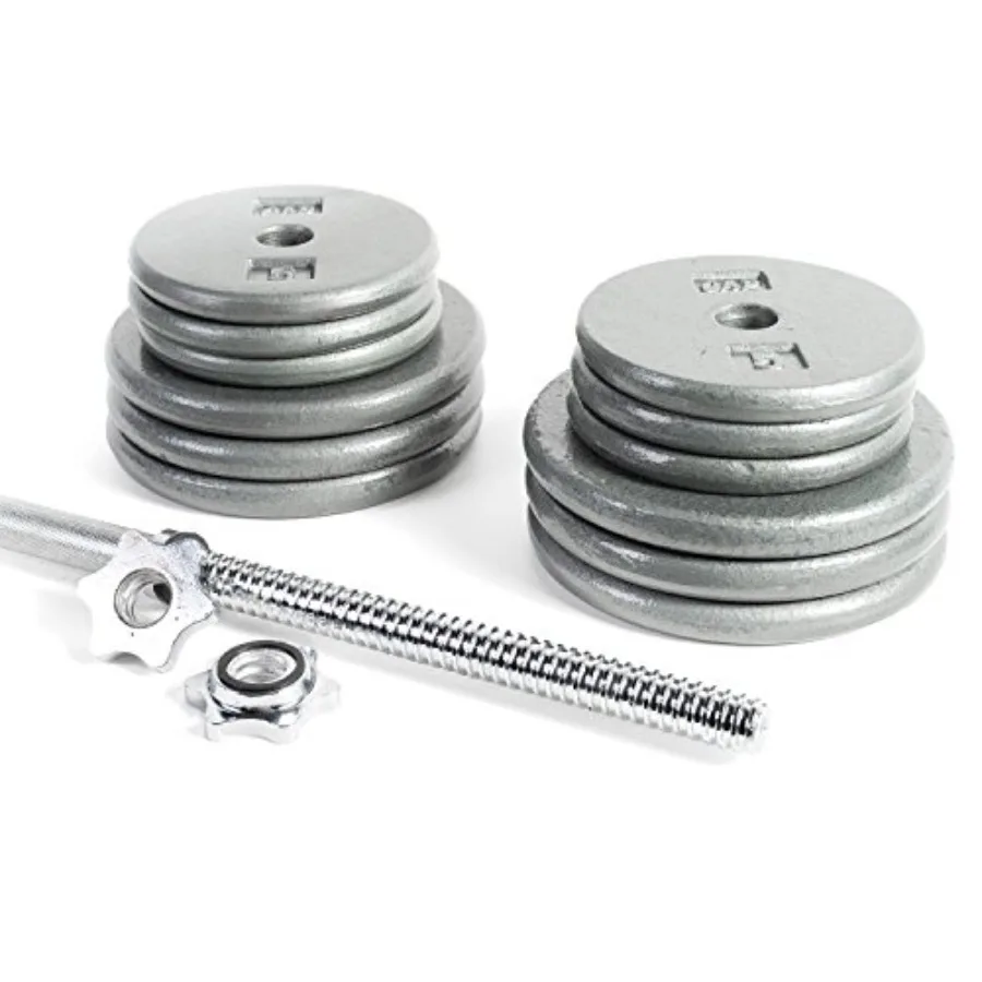1-Inch Barbell Weight Set 100-Pounds for Home Gym Strength Training Stainless Steel Black Durable and Precision-Engineered