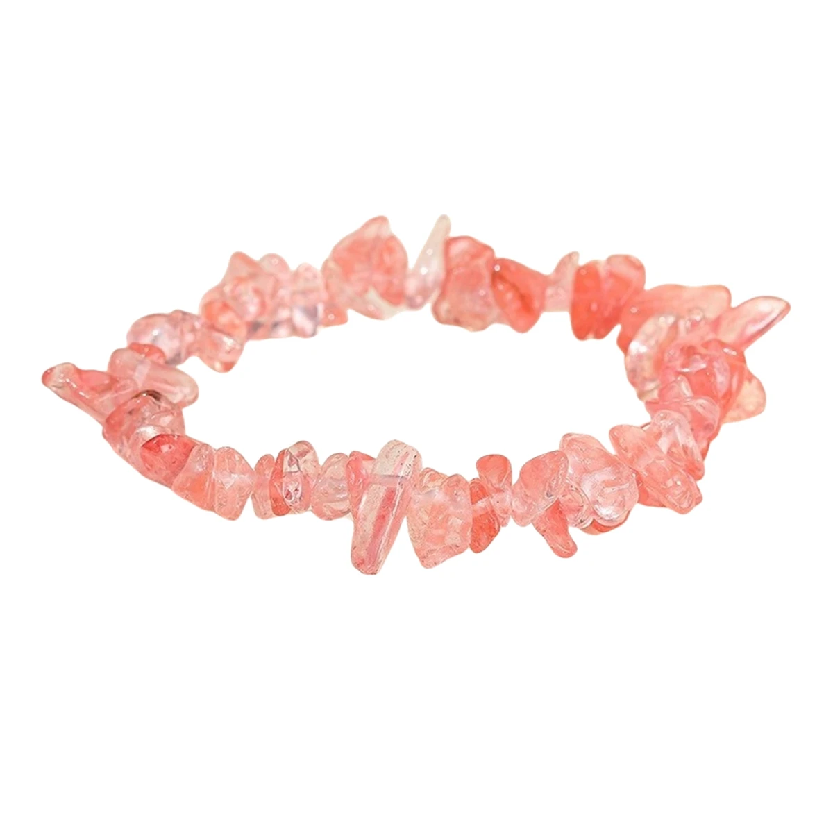 

Cherry Quartz Elastic Multiple Crushed Stone Natural Crystal Bracelet Suitable For Men Women 3-8mm Raw Chip Gemstone Jewelry