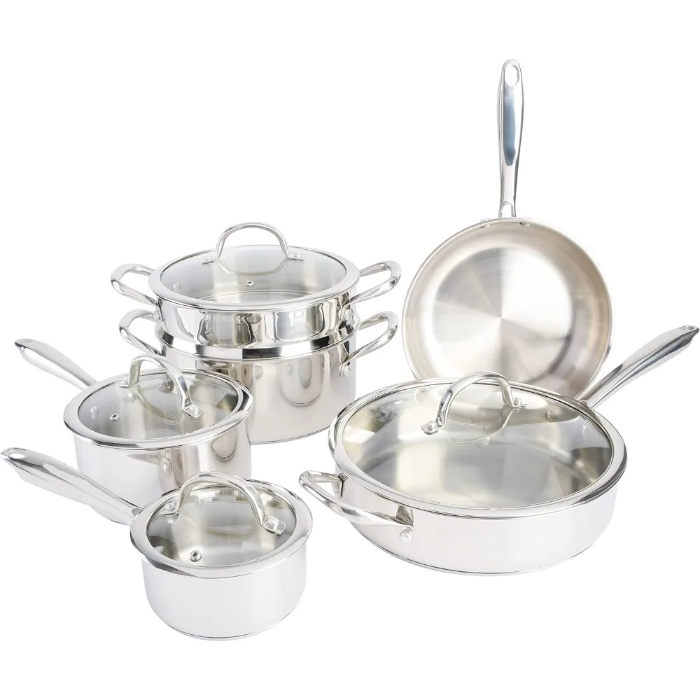 

Kenmore Elite Devon, набор трехслойной индукционной посуды для тяжелого манометра из нержавеющей стали, 10 предметов