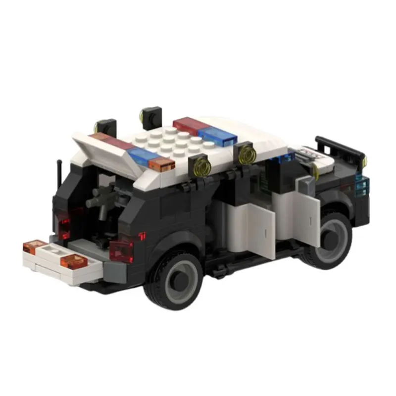, Blocos de construção de veículos policiais de resposta tática MOC com portas abertas, kit de modelo de tijolos SUV blindados para presente de crianças adultas