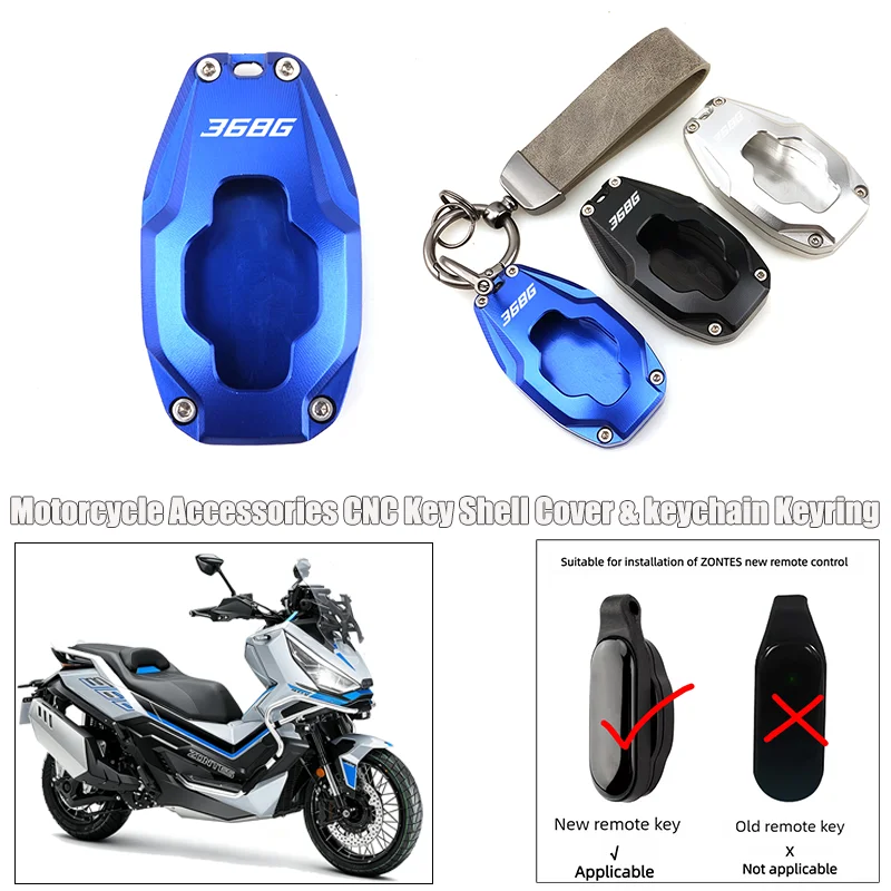 Fit For Zontes 368G 368 G 2023-2024 2025 2026+ Motorcycle Accessories CNC Key Shell Cover Cap Ring Chain & keychain Keyring