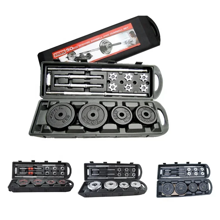 Wholesale Adjustable Dumbbells 50kg Barbell with Weight Plates Weights Gym Fitness Dumbbells Set Pesas Gimnasio Kettlebell