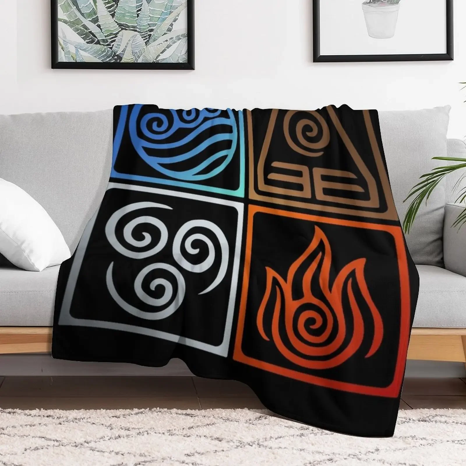 Avatar Four Elements--Gradient Colors Throw Blanket Hairy Fashion Sofas Blankets