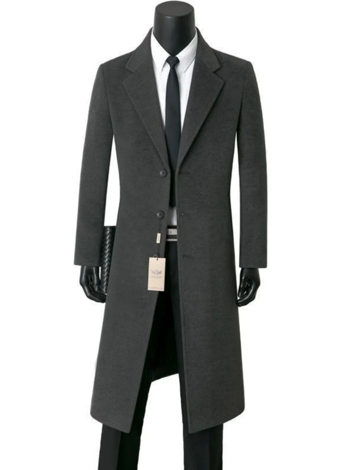 

Двустороннее шерстяное мужское пальто средней длины класса люкс, утепленное, ветрозащитное, приталенного кроя, однотонное