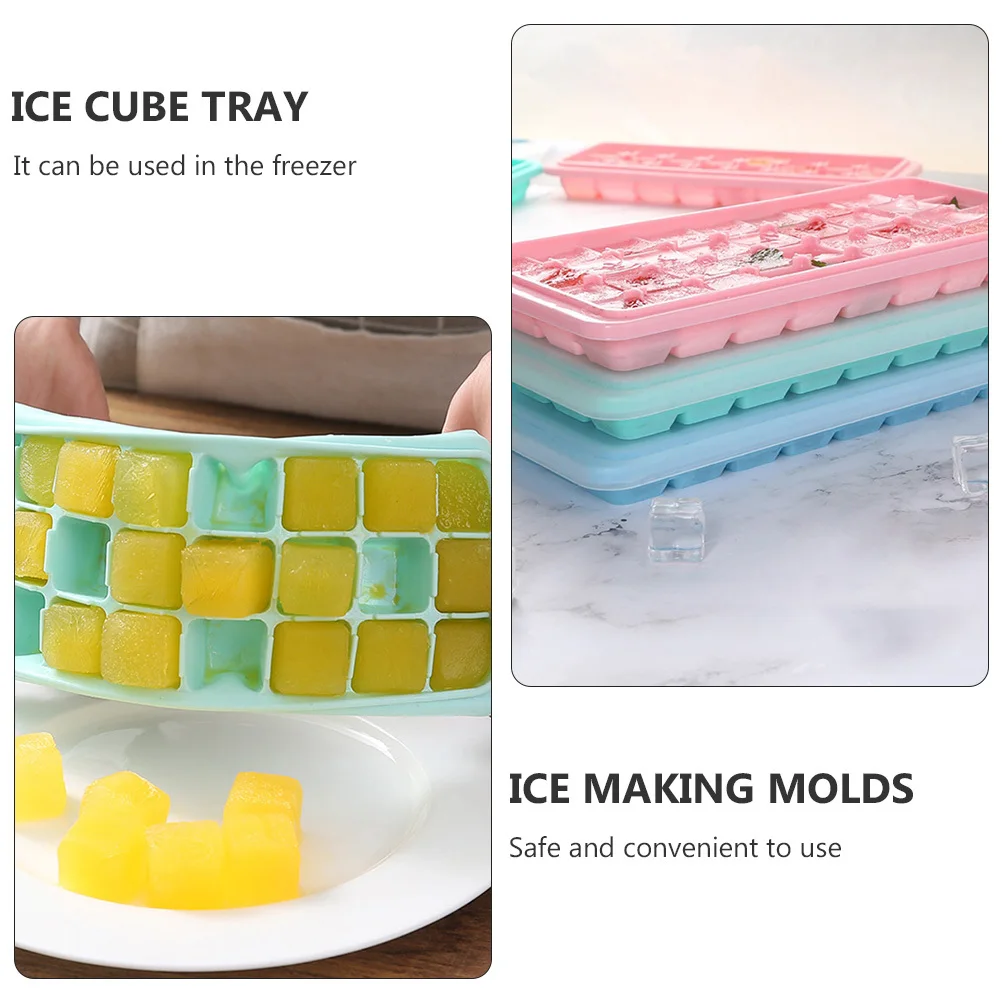 

2pcs Silicone Cube Trays With Lids Flexible Mold For Freezer Food Storage Diy Ice Making Baking Molds Ice Ball Maker