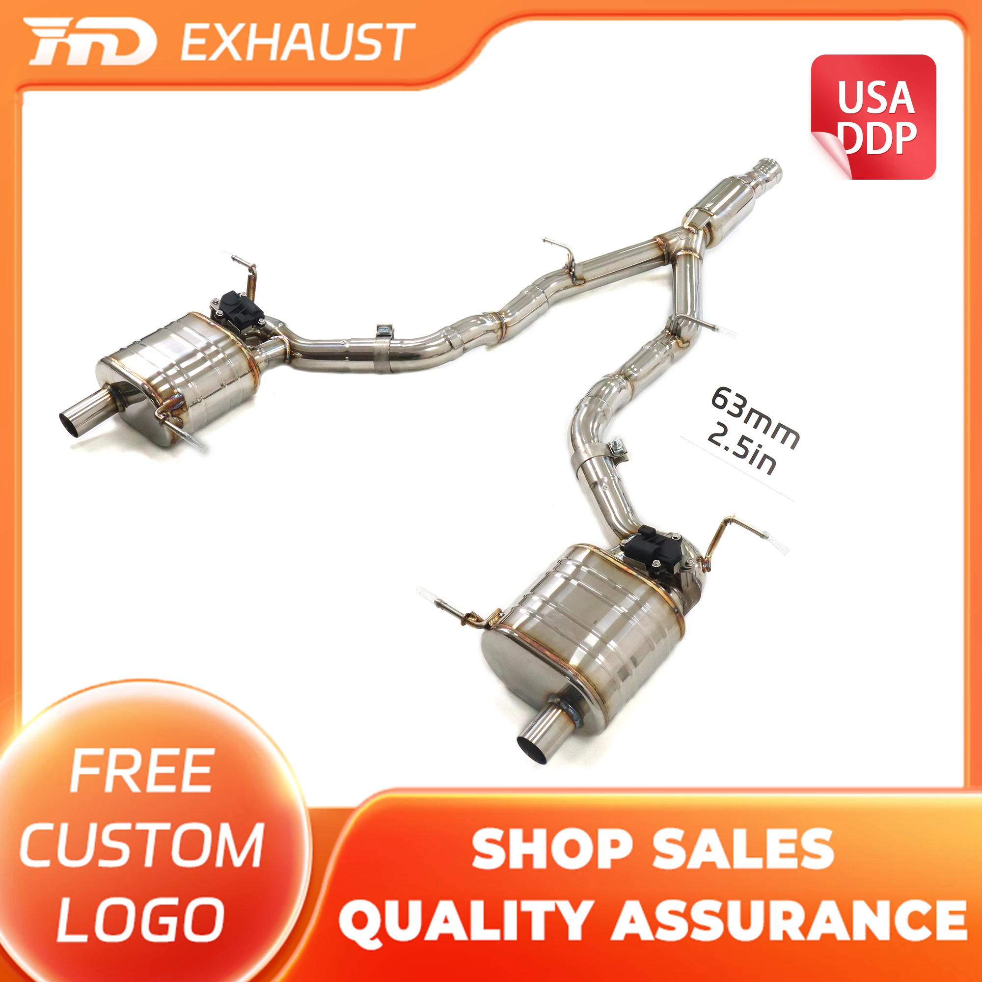 

HMD Exclusive Customization Exhaust Catback for Mercedes Benz SLK200 R230 SS304 Electronic Valves Muffler for Car 63mm Pipe