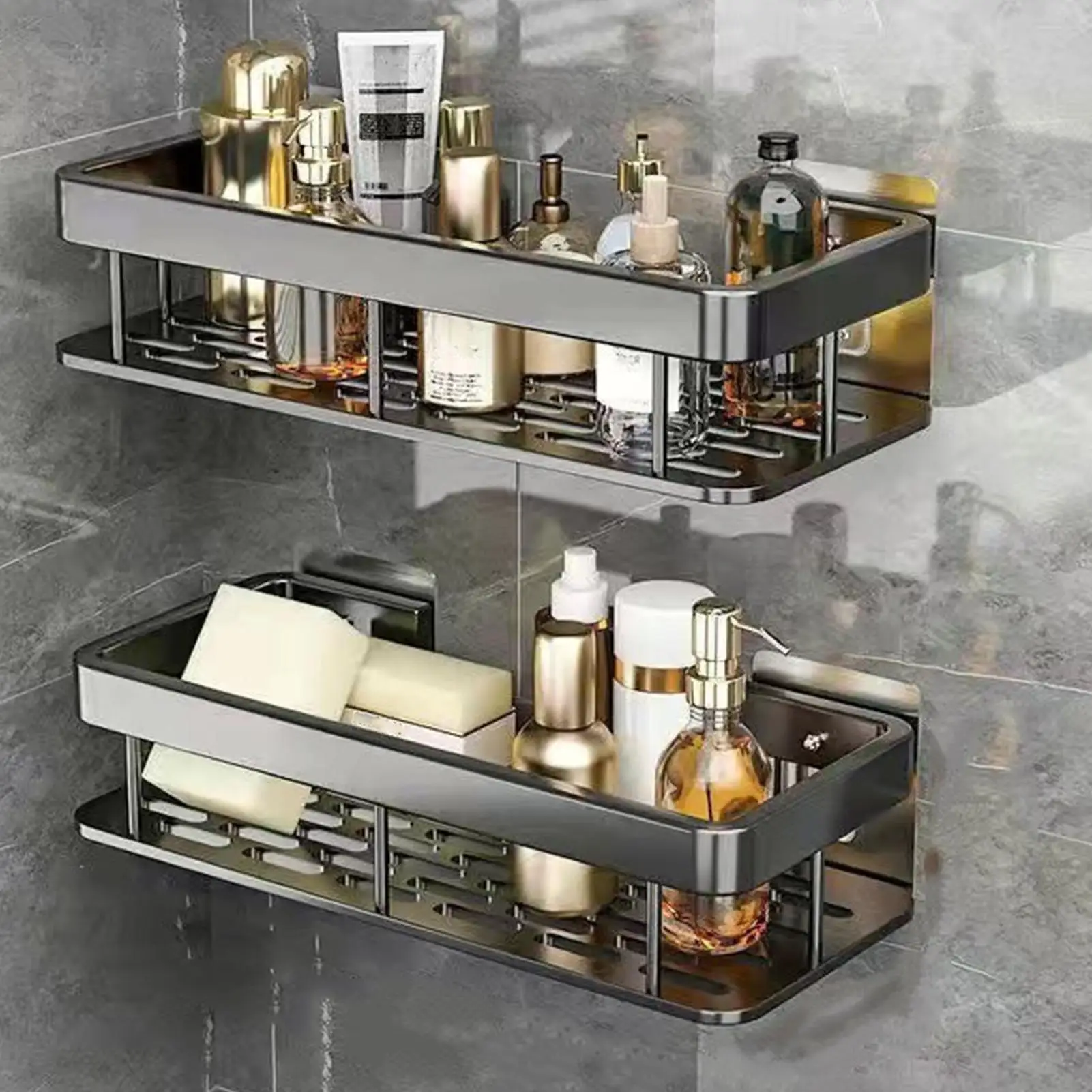 

Shower Wall Organizer Space Saving Wall Holder Bathroom Shelves Basket For Home Kitchen Living Room Restroom Apartment Dorm