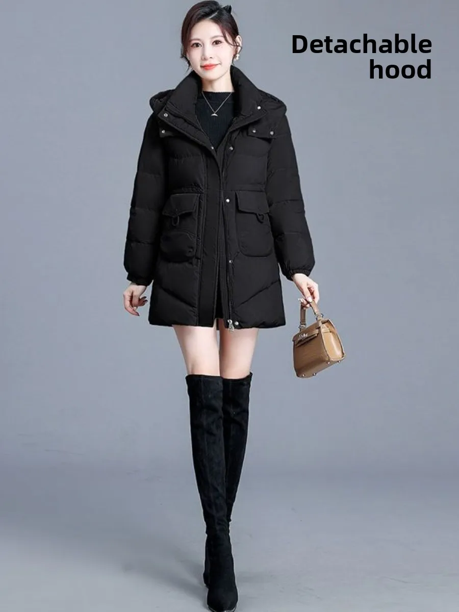 

Thickened Cotton Jacket Women's Mid-Length Winter New Fashion Loose Warm Elderly Mothers Coat Outerwear Brand Yang Jing