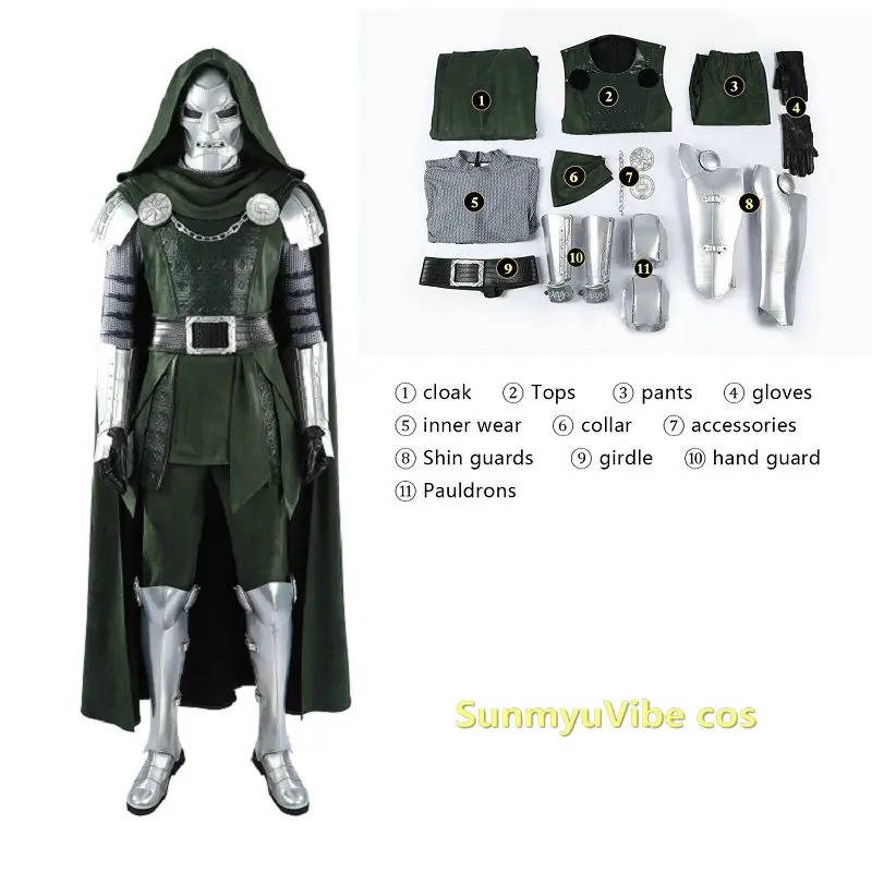 doctor-doom-cosplay-costume-green-suits-silver-mask-silver-boots