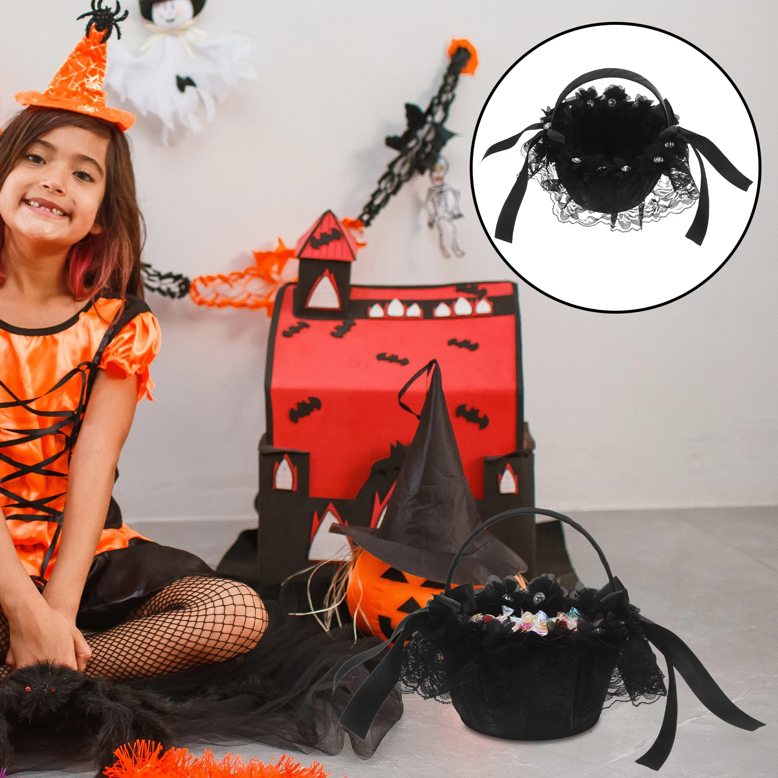 سلة تخزين منسوجة باللون الأسود، سلة زهور محمولة لحفلات الزفاف، سلة زهور صغيرة محمولة لتزيين المنزل #1