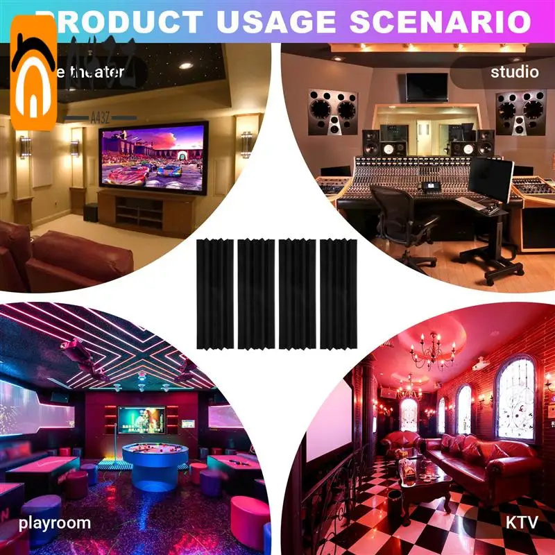 

A43Z-4 Pcs Acoustic Panels Studio Acoustic Soundproof Foam,Sound Treatment Bass Trap Corner,Sound Panels Wedges,12X12x48cm
