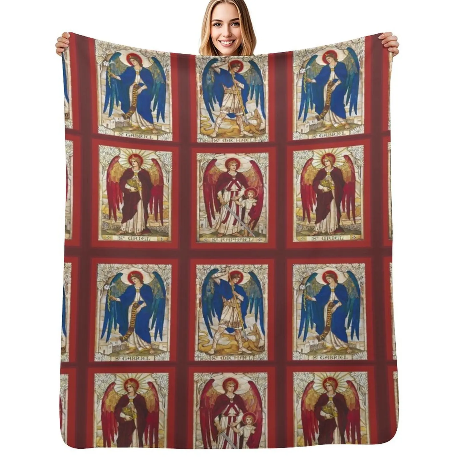 St MIchael St Gabriel St Raphael and Uriel Archangel Angel Saint Throw Blanket Flannel Fleece Soft Warm Throw Blanket